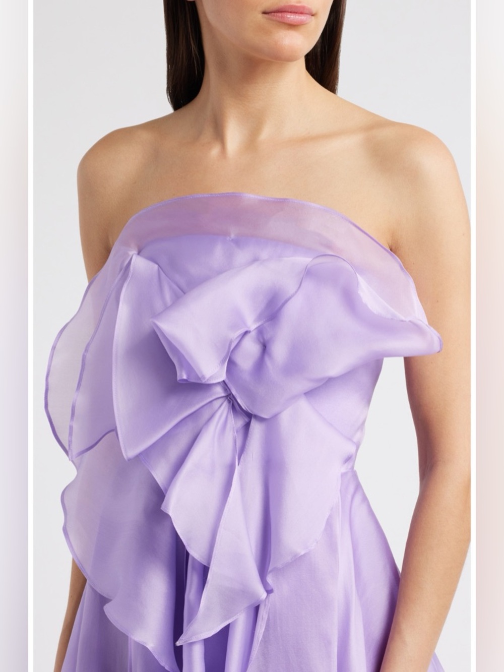 Sonya Moda Rosa Strapless Silk Organza cocktail Dress - Picture 5 of 15